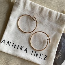Annika Inez TWIST Hoop Earrings Gold 1.0in Used Japan