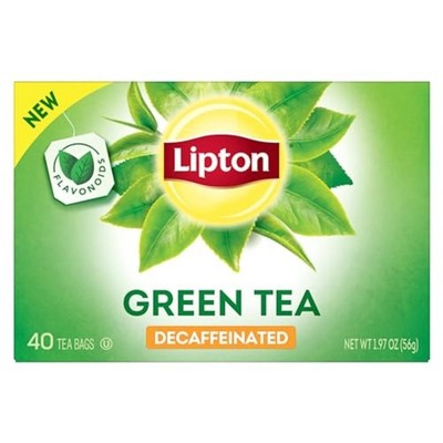 Lipton Decaffeinated Green Tea Bags, Unsweetened Teabags for 40 Bags 