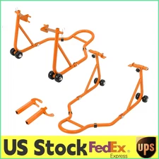 850LB Motorcycle Front&Rear Combo Stand,Universal u+l Fork Paddock Stand w/Wheel