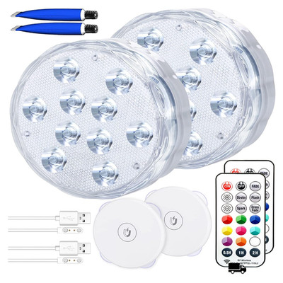 Qoolife Unterwasserlichter 3,3 Zoll RGB Farbwechsel Magnete Pool Lichter