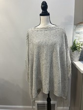 Lauren Ralph Lauren Light Gray Poncho Sweater wool blend OS