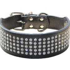 Rhinestone Dog Collar Thick Sparkly Crystal Diamonds Neck Circumference 17-20 in