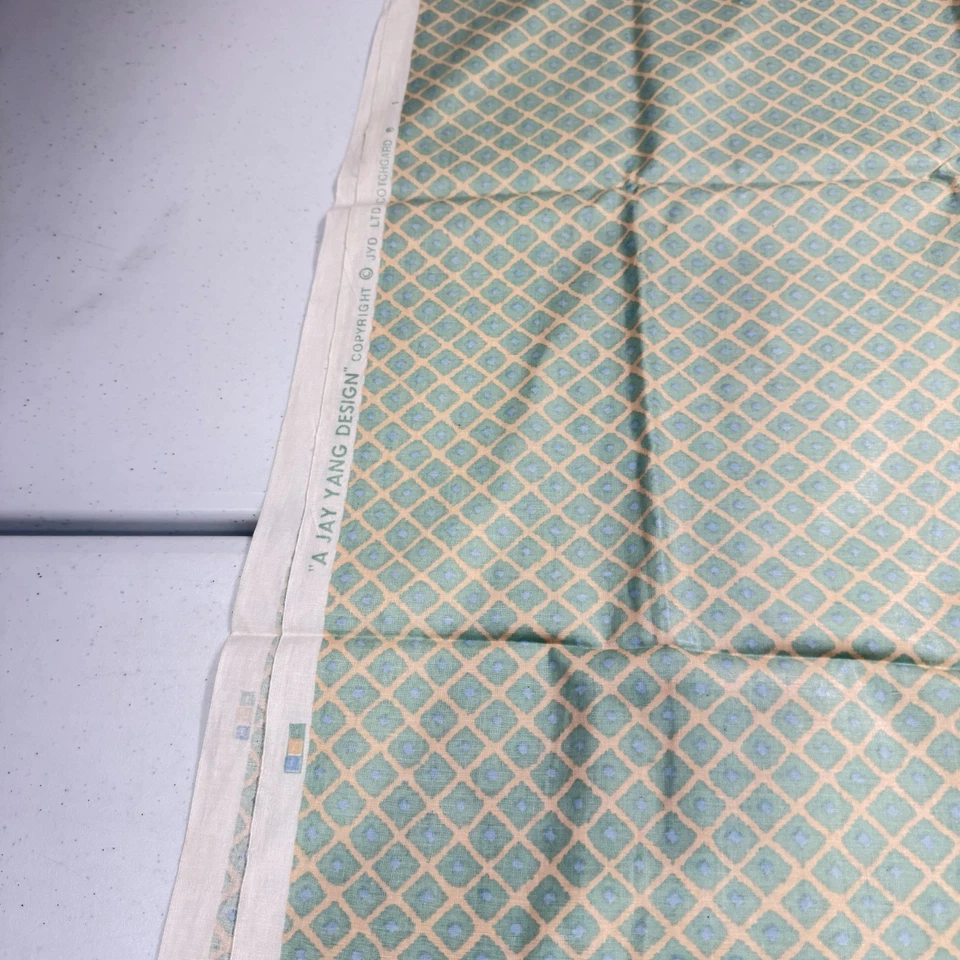 винтажный jay young обивочная ткань синий зеленый геометрическая решетка шпалера 53 x 39 - Изображение 3 из 4