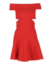 Alexander McQueen Womens Off-Shoulder Sliced Mini Dress