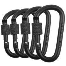 Locking Carabiner Clip, Vonpri 3 Inch D Ring Clips Spring 3 Inch, Black 4pcs