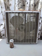 Works Great! VTG 20" Orange Lakewood 3-Blade 3-Speed Metal Box Fan S-23? 22"x22"