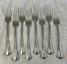 International Lyon RESPLENDENCE Stainless Flatware - Lot of 8 Dinner Forks (A)