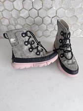 Sorel Kid's Girl Explorer Lace Waterproof Boots Chalk/Black size 3