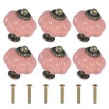 6 Pack Ceramic Knobs Pumpkin Ceramic Cabinet Drawer Knobs Pink