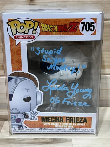 Impresionante Funko Pop #705 DBZ Mecha Freezer firmado con certificado de autenticidad Linda Young automático y cotización