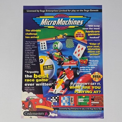 MicroMachines Sega Genesis Blistering Print Ad/Poster Promo Art