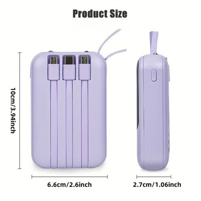 Tragbare Powerbank mit 10000mAh Ladekabel und LEDTaschenlampe Farben zur Auswahl