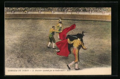 AK Corrida de Toros, Matador ayudado por su banderillero, Stierkampf 