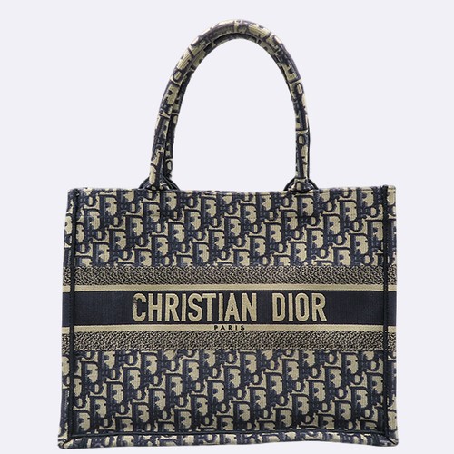 Dior M1296ZRIW Blue Oblique Fabric Canvas Book Tote Medium Book Tote Bag