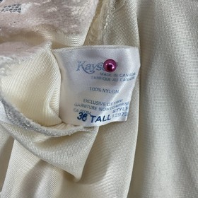 Vintage Kayser Slip Womens L Tall White Nylon Lace Trim Full Lingerie 80s