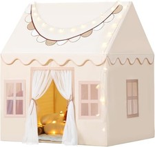 Play Tent for Kids with Star Lights  Banners, Kids Tent Beige Playhouse