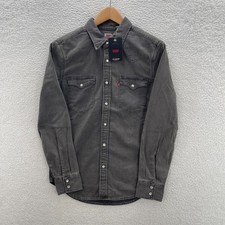 Levis Shirt Mens Small Black Western Denim Pearl Snap Yoke Cowboy Ranch Workwear