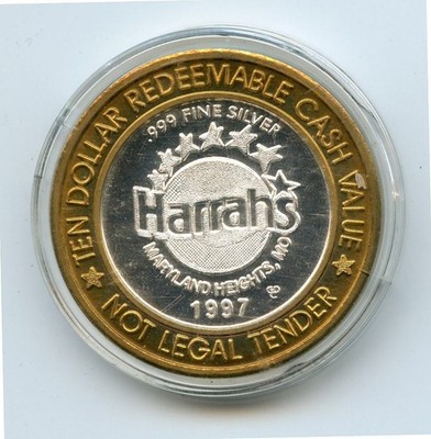 10.00 Silver Strike from the Harrahs Maryland Heights Missouri .999 GDC Jester