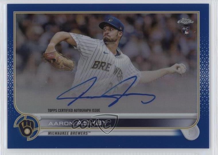 2022 Topps Chrome Rookie Blue Refractor 70/150 Aaron Ashby #RA-AA Auto 10om