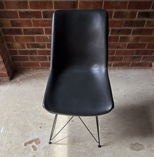 Black Faux Leather Upholstered Dining Chair with Black Metal Legs, Indoor