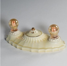 Vintage Art Deco Flush Mount Uranium Glazed P...