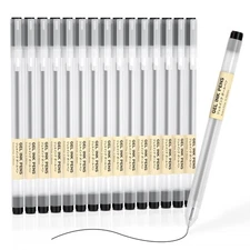 Shuttle Art Gel Ink Ball Point Pens, 15 Pack Black Japanese Style Pens, 0.38m...