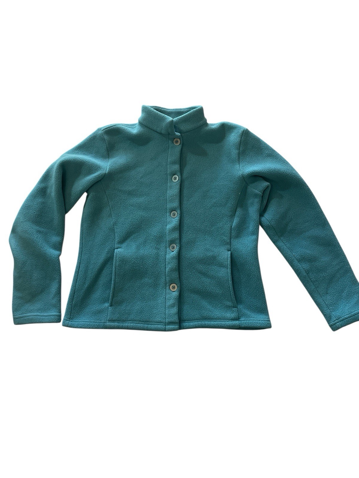 LL Bean Sweater Womens XS Blue Fleece Polartec Mock Button Sweatshirt