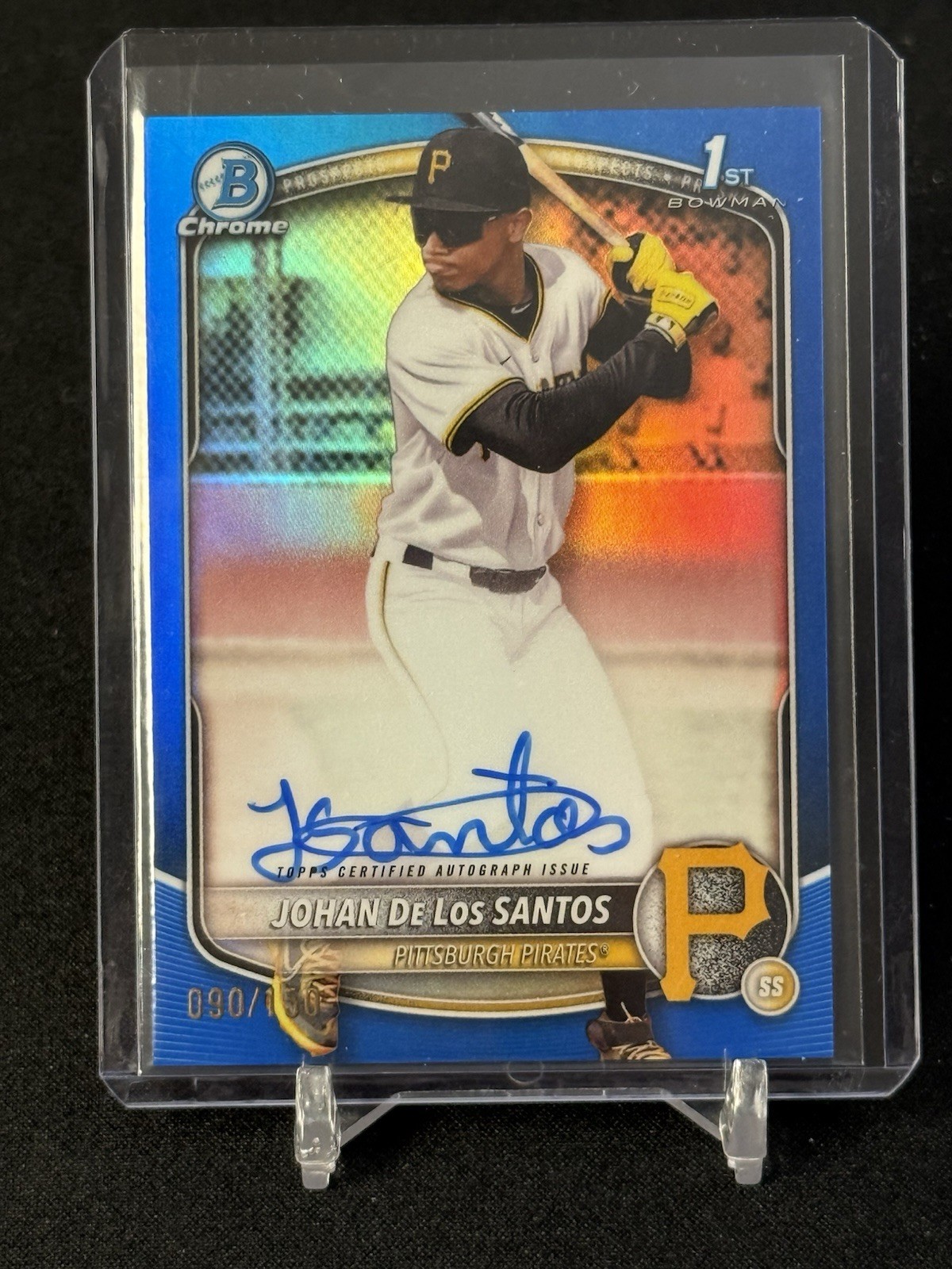 2025 Bowman Chrome JOHAN DE LOS SANTOS 1st TRUE BLUE REFRACTOR Auto /150