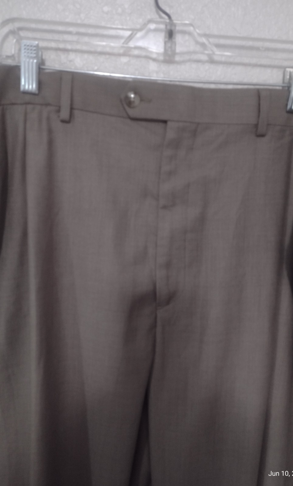 Roundtree Yorke Mens Dress Pants Pleated 48x29 Cuffed Brown/Taupe Comfort Waist