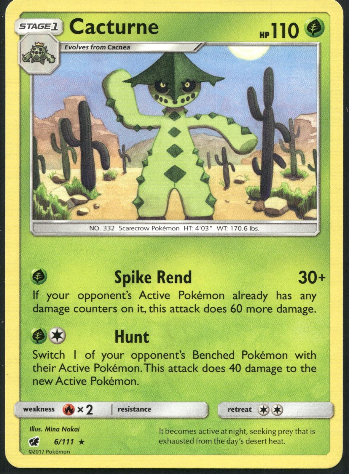 Cacturne 6/111 Crimson Invasion Pokemon Card 2017 Lightly Played