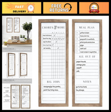 Set of 2 Dry Erase Family Planner Boards - Chore Chart, Shopping List, Meal Plan