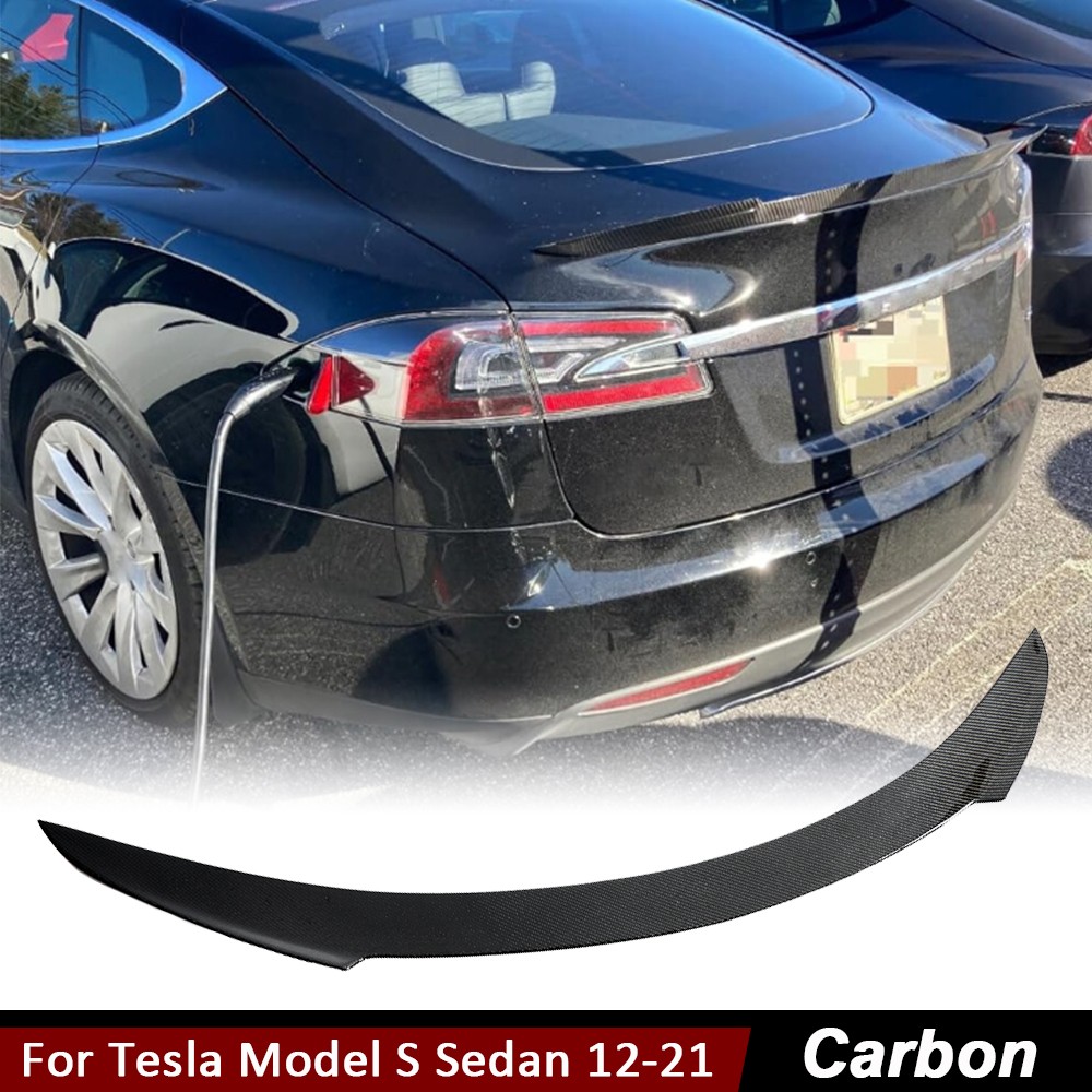 For Tesla Model S Sedan 2012-2021 REAL CARBON FIBER Rear Trunk Spoiler Wing Lip