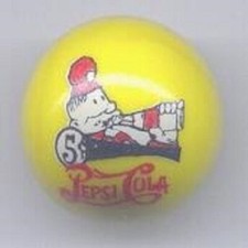 Pepsi Pete 1" Yellow Glass Logo Marble