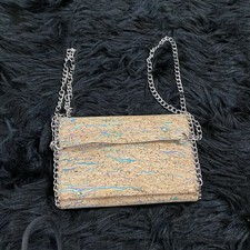 Street Level Cork Crossbody Clutch Gold Accents Multicolor Flecks New With Tag