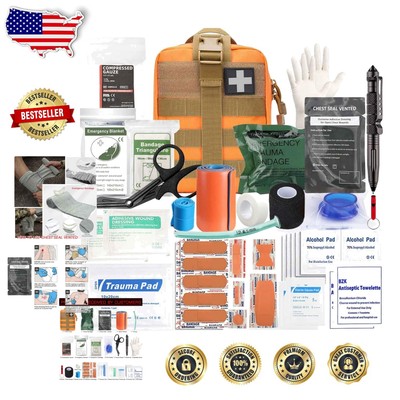 MOLLE-Compatible Trauma Kit: 74-Piece First Aid Supplies for Outdoor Adventures