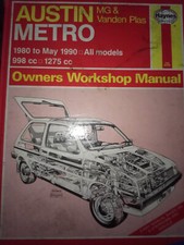 Austin Metro MG & Vanden Plas - Haynes - 1980 to 1990 Owners Workshop Manual 718