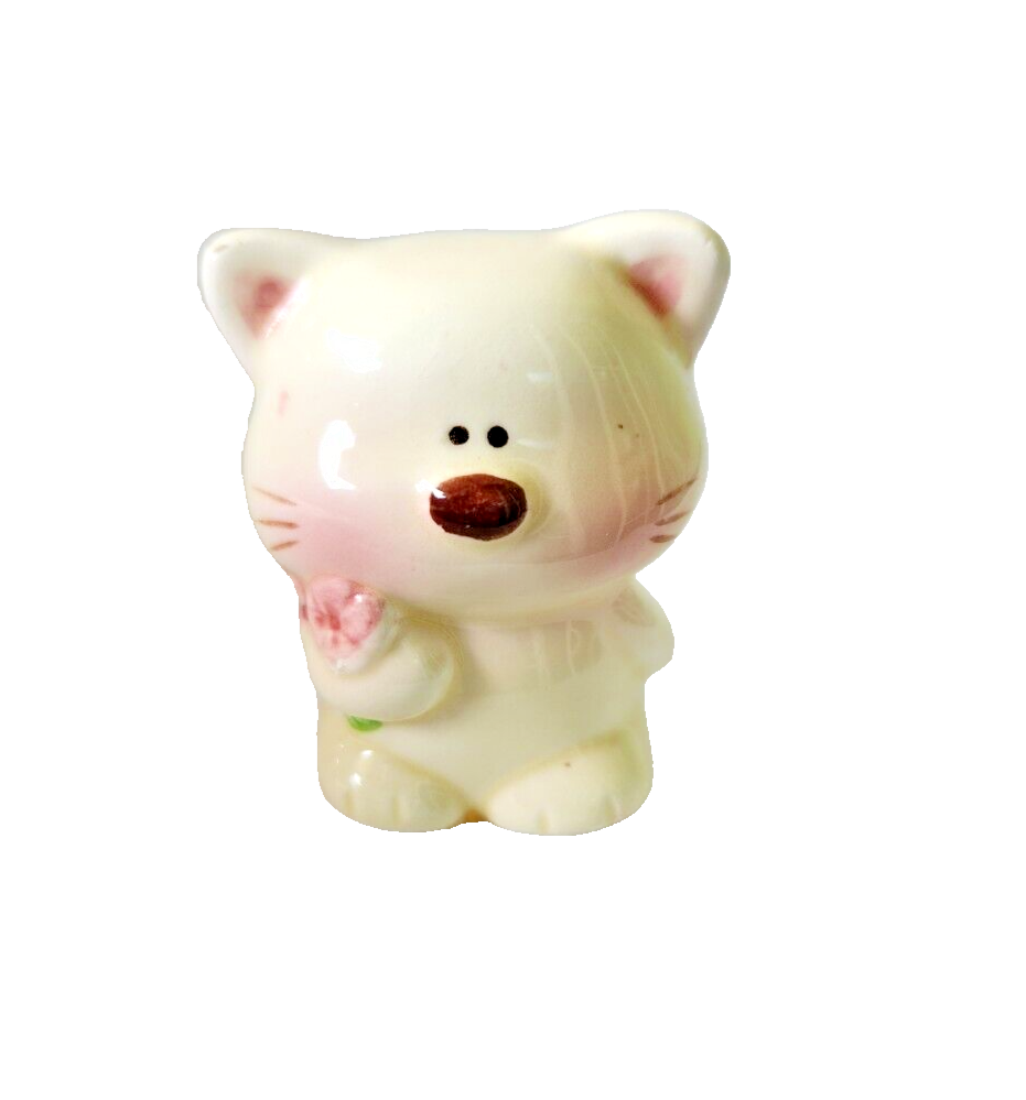 VTG Ceramic Kitty holding bouquet, 2