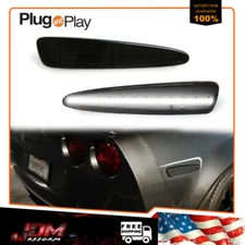 Smoked White LED Rear Bumper Side Marker Lights For 2005-2013 Chevy Corvette C6