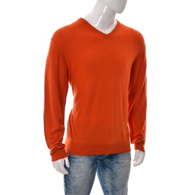 CAMICISSIMA da Uomo Tinta Unita Arancione Pullover sweater V-Neck Knit  manica lunga taglia XXXL | eBay