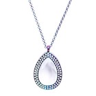 AU Living Memory Floating Teardrop Rainbow Crystal Glass Locket Pendant Necklace