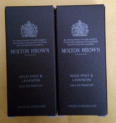 Lot Of Two Molton Brown London Eau De Parfum - Wild Mint & Lavandin - 0.05 OZ.