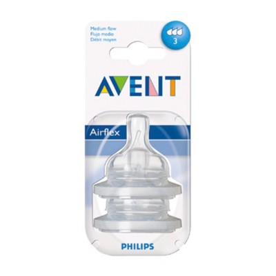 Philip Avent Anti Colic Teat Medium Flow 2Pk Extra Soft 3 Months+ Baby Feeding