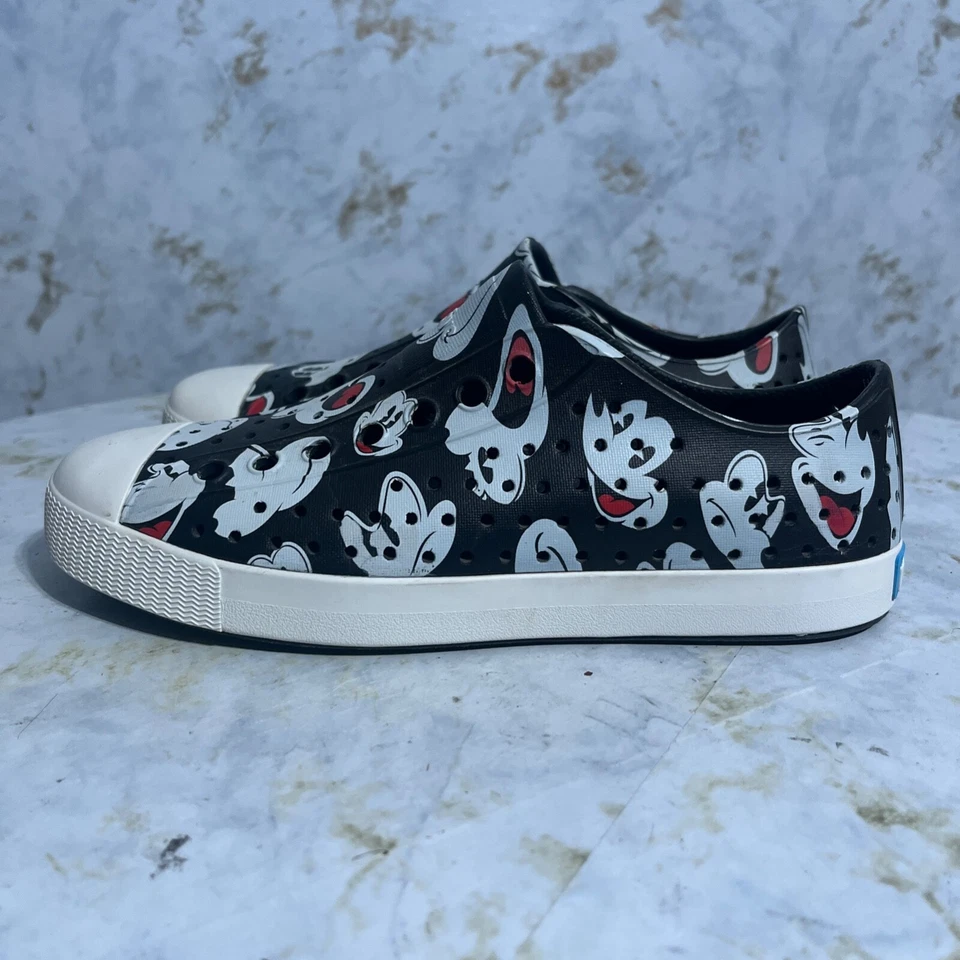 Disney X Nativo Mickey Mouse Para Mujer Talla 7 Zapatos Negro Blanco Zapatillas Cómodas Foto 4 de 4