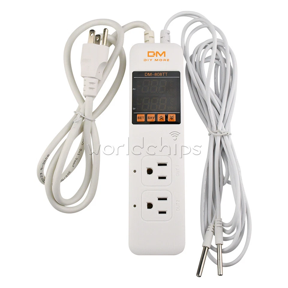 DM-808TT AC85-250V 10A Dual Digital Temperature Controller Control Power Socket - Image 4 of 4
