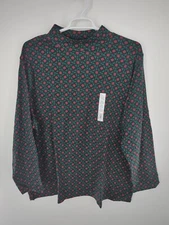 Croft & Barrow Womens 4XL Mock Neck Shirt  Black Red/Green Floral Long Sleeve