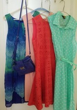 4-Sleeveless dresses SZ 4  and 1-Crossbody Nine West bLUE  Forever21 etc