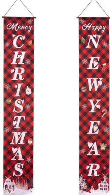 Set of 2 Hanging Banner Decorations Merry Christmas & Happy New Year Brand New 