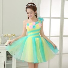 Women's Splicing Puffy Dress Evening Dress Bridesmaid Compere Costume Short skir