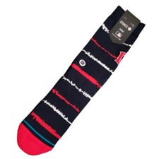 Stance Adult Blue Red Crew Cotton MLB Baseball Cleveland Chalk Socks Sz L 9-13