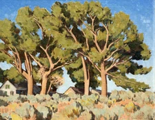 Farm House behind Trees Maynard Dixon